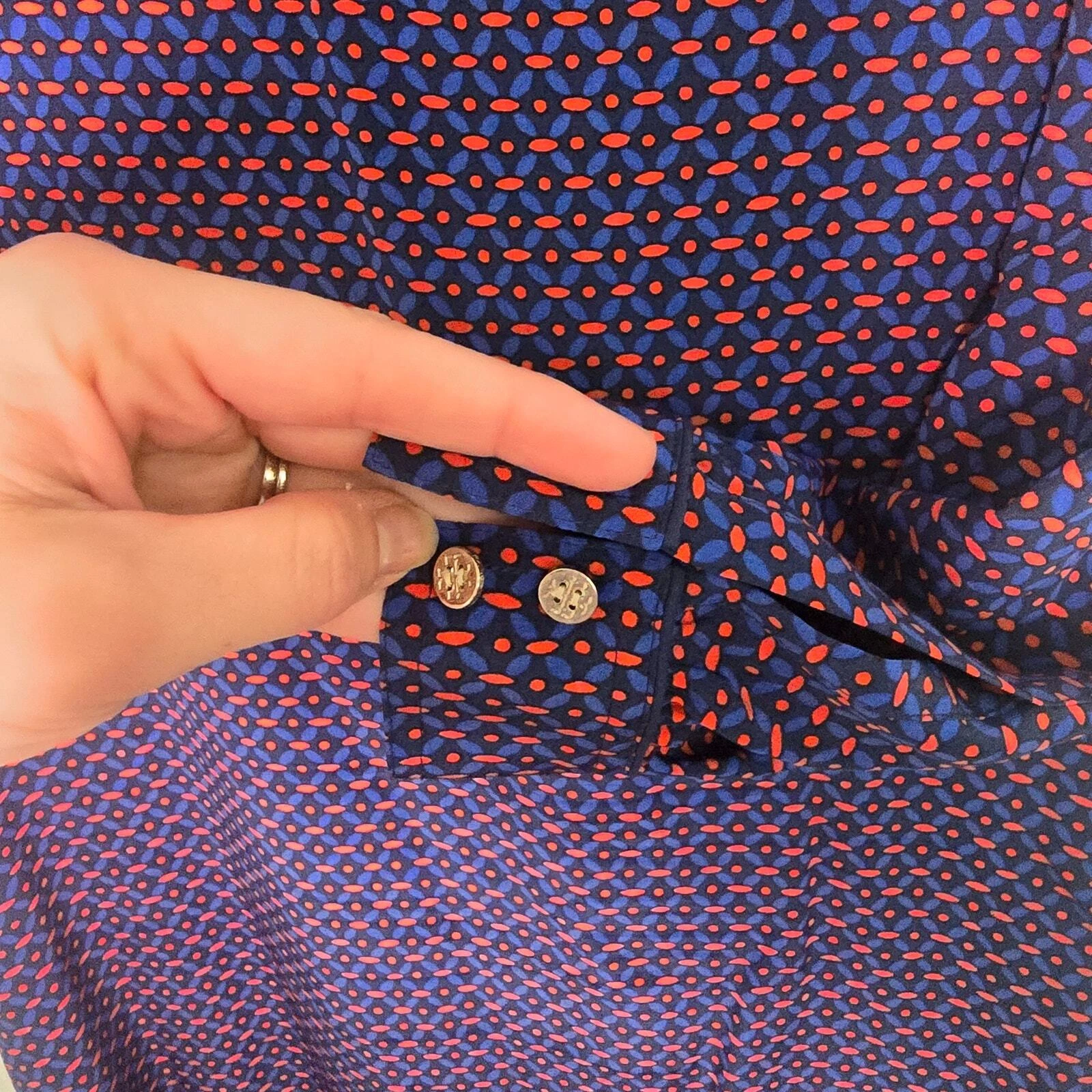 Abito Camicia Tory Burch Seta Rylie Navy Sea Ocho Rios Cintura Taglia 2