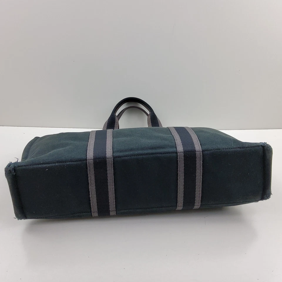 Hermes Fourre Tout Canvas Tote Bag Handbag Satchel Black Grey - Image 4 of 4