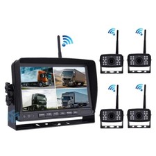 7'' Wireless Rear View DVR Quad Monitor 4x Backup Camera For Truck RV CCD 1080P