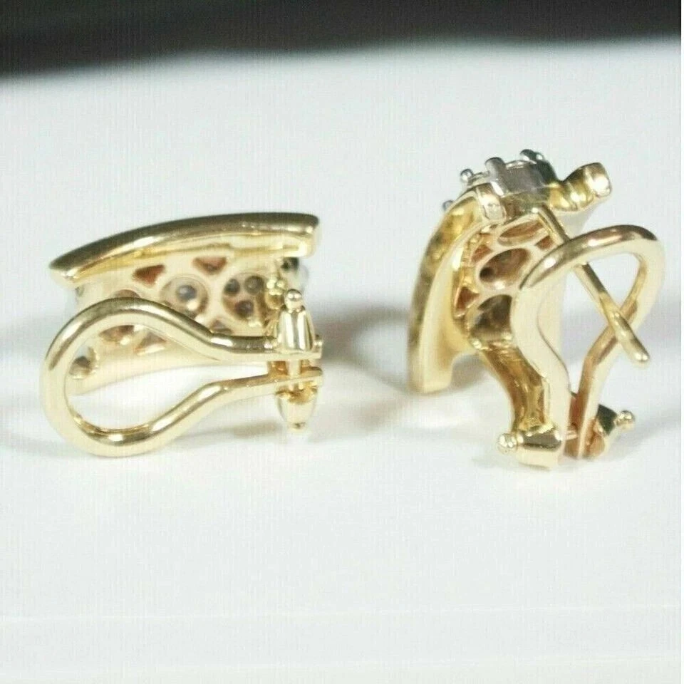 2 Ct Rundschliff Simulierte Diamant Omega Verschluss Creolen 14k Gelb Vergoldet - Bild 3 von 4