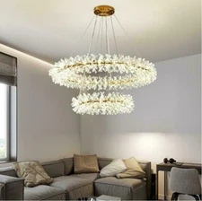 Modern Luxury Gold Metal Crystal Chandelier Fixture Light Garland Firefly Lamp