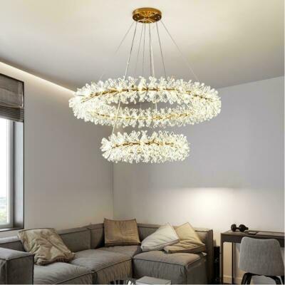 Modern Luxury Gold Metal Crystal Chandelier Fixture Light Garland Firefly Lamp
