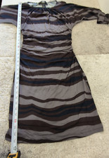 ABS Allen Schwartz Day Dresses Ruched sides, 3/4 sleeves, Grey, Sz-Sm