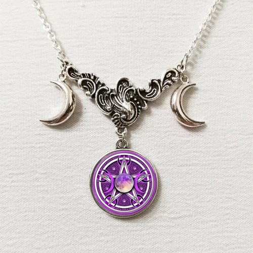 10PCS Triple moon silver necklace,full 