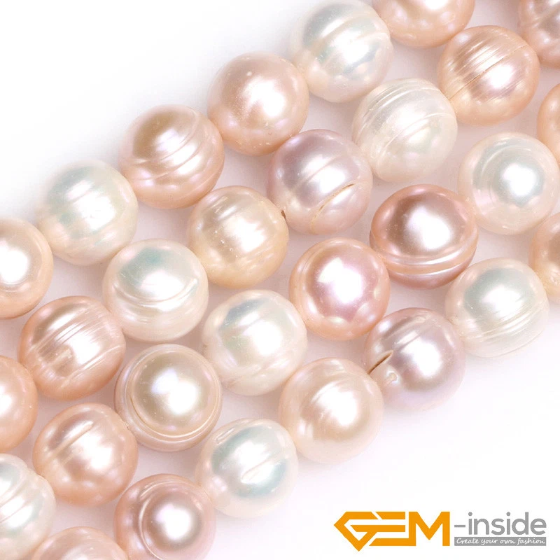 Cuentas de perlas de agua dulce genuinas redondas naturales de 11-12 mm para hacer joyas de 15" Foto 2 de 4