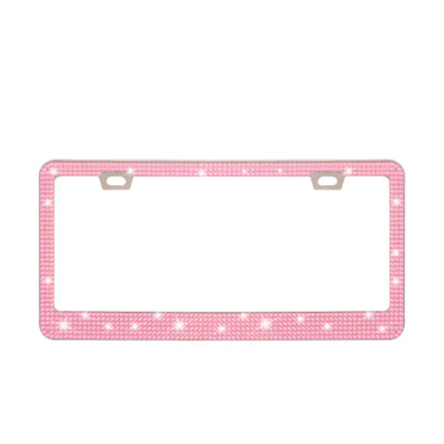 Pink Sparkle License Plate Frame Mega Bling 4 Rows HOT PINK Bling Rhinestone License Plate Frame & 2 Screw Caps Pink Rhinestone License Plate Frame - Foto 4