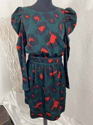 Robe courte verte motif rouge manches longues Opullence Paris 38