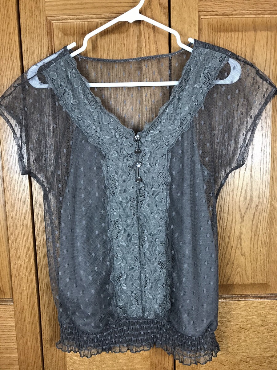 grey sheer blouse