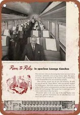 METAL SIGN - 1950 Milwaukee Road Olympian Lounge Coaches - Vintage Rusty Look