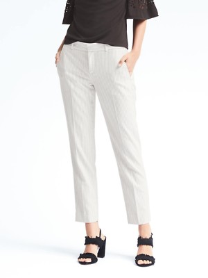 Banana Republic Avery-Fit Pinstripe Pant, White SIZE 2P P