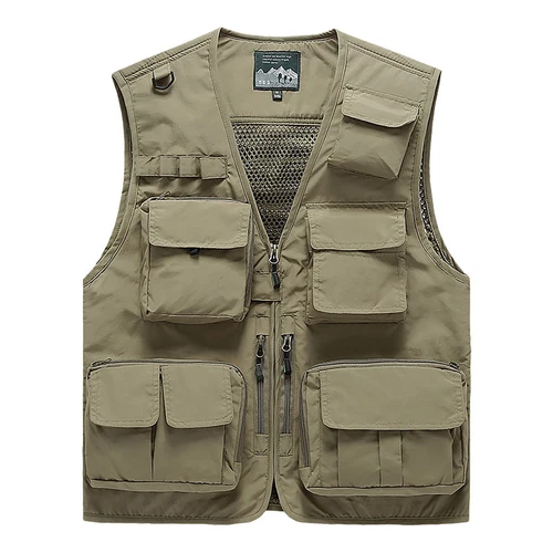 Men Cargo Multi Pockets Vest Utility Waistcoat Fishing Hiking Sleeveless Jackets - Bild 14 von 28