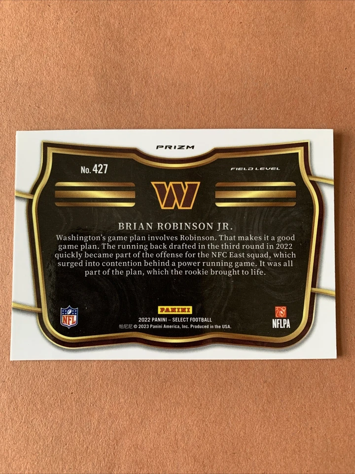 Brian Robinson Jr Rookie Card RC 2022 Select Field Level Silver Prizm #427 - Image 2 of 2