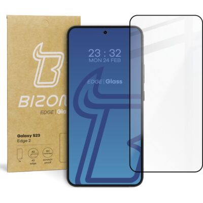 Gehärtetes Glas Bizon Glass Edge 2 für Galaxy S23, schwarz