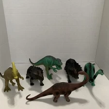 6 Vtg Dolgen Parasaurolophus Apatosaurus Styracosaurus Dinosaur Figurine 6.5”