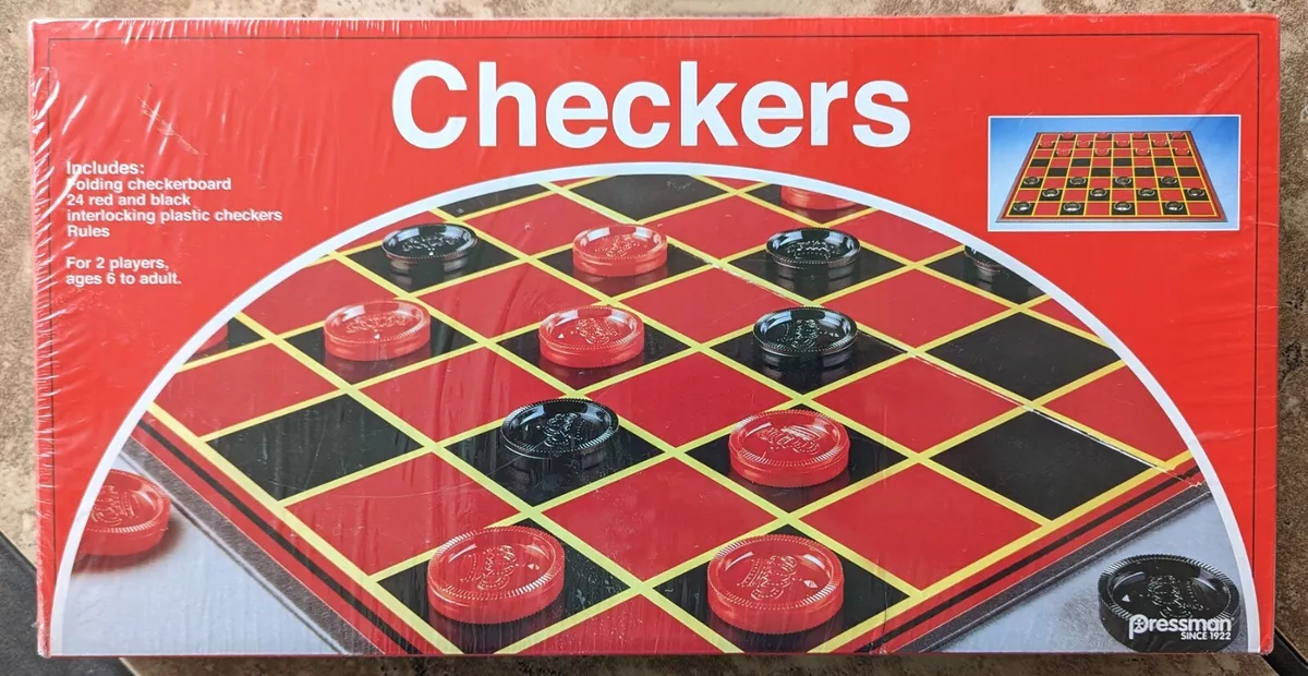  Pressman Checkers - Classic Game With Folding Board and  Interlocking Checkers, 2 Players : Toys & Games