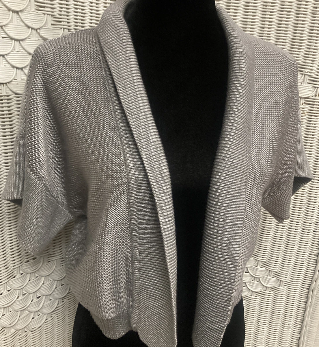 Worthington Gray Shrug Size L Sweater Jacket Open Cardi grey knit Formal  Wrap | eBay