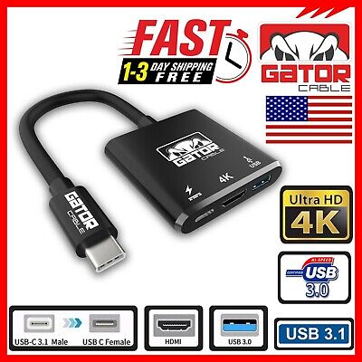Durable Type C to 4K HDMI USB 3.0 Charging USB-C 3.1 Converter Cable HUB Adapter 