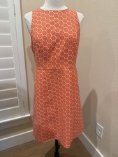 Gap Dress Orange Geometric Print Retro Mod Sleeveless Sheath Pockets 6