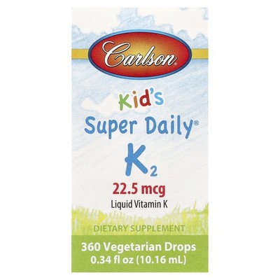 Carlson Labs Kids Super Daily K2 22 5 mcg 0 34 fl oz 10 16 ml Gluten-Free,