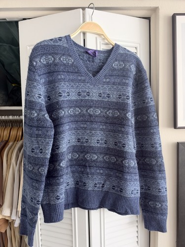 Ralph Lauren Purple Label, Ralph Lauren Purple Label patterned V-neck sweater, Made in Italy