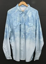 Huk Men's Long Sleeve Blue Subphantis Ombre Vented Performance Fishing Shirt 2XL