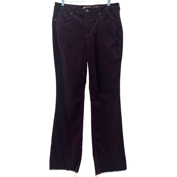 Pantalones de pana LOGO By Lori Goldstein para mujer de terciopelo borgoña talla 12