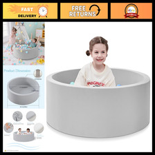 Soft Foam Ball Pit for Toddlers - 35.4"x11.8" Indoor/Outdoor Playpen, Grey