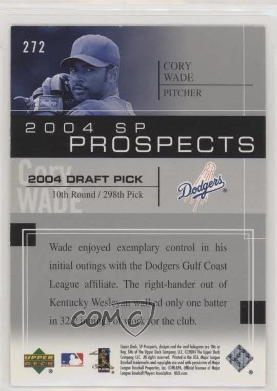 2004 SP Prospects Cory Wade #272 Rookie RC - Image 2 of 2