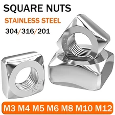 SQUARE NUTS TO FIT METRIC BOLTS & SCREWS STAINLESS STEEL M3 M4 M5 M6 M8 M10 M12