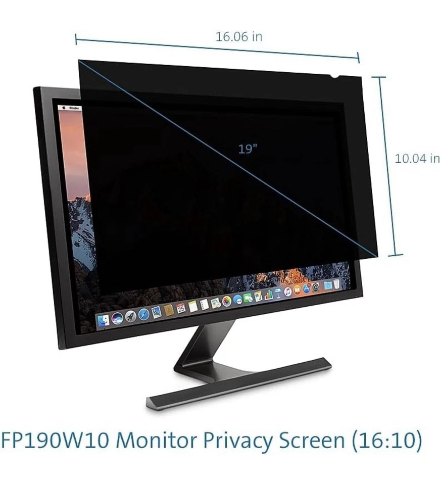 2- Kensington FP190W10 Privacy Screen for 19” Widescreen 16:10 Monitors K52119WW - Image 3 of 4