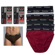 6Pack Men's Cotton Stretch Boxers Bikinis Briefs Underwear Solid Knocker Med