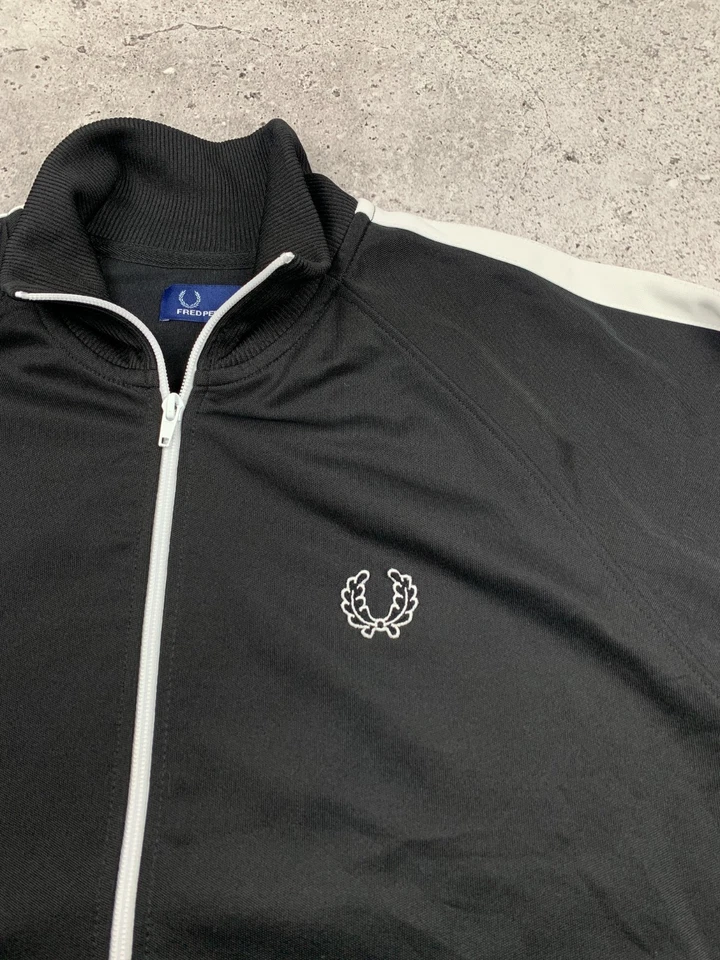 Fred Perry Track Jacket Black with White Stripe Men's Size L - Image 4 of 4