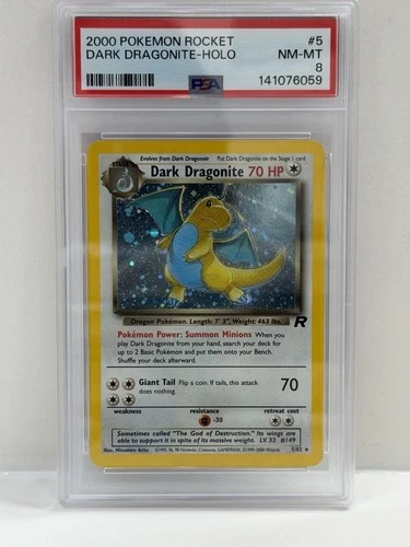 2000 Pokemon Team Rocket Dark Dragonite Holo #5/82 PSA 8