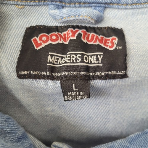 Looney Tunes Members Only Denim Jacket Bugs Bunny Womens Junior Large Cropped - Picture 6 of 13