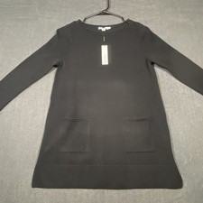 Chicos Black Sweater Dress With Pockets Button Rayon/Nylon Womens Size 0 U.S. S
