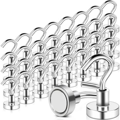 #ad 32 Pack Magnetic Hooks Heavy Duty 25 lbs Strong Magnet Hooks Multipurpose $13.89