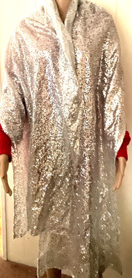 Fancy Fabric Panel Piece Silver Sequinned Material   96''x 22''