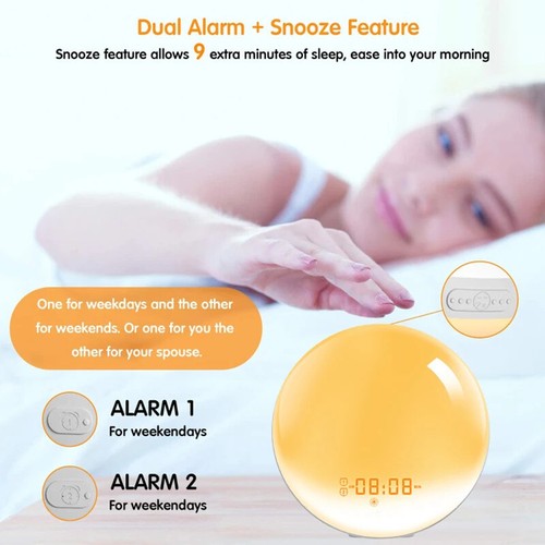 Wake Up Light Alarm Clock with Sunrise/Sunset Simulation Dual Alarms FM Radio - Picture 14 of 25