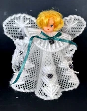 Vintage CELESTIAL ANGEL Bett's complete handmade needlework kitsch doll