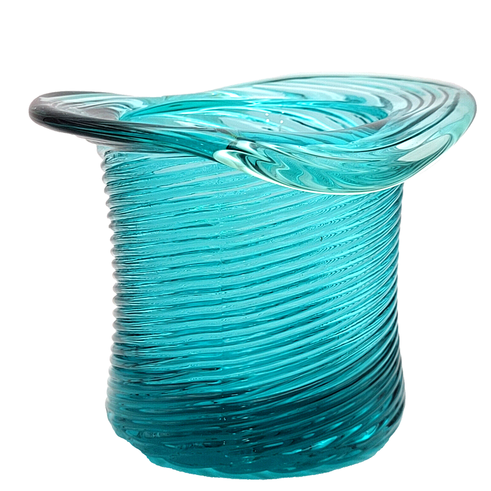 TEAL BLUE SWIRLED GLASS HAT Heirloom Candle Holder Vintage 1981 Avon eBay