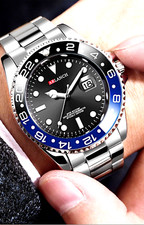 New ARLANCH Mens Diver Watch Stainless Steel Chronograph Sports Wristwatch BOXED