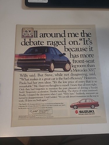 Suzuki Swift Ga Vintage 10x12 Print  Ad 1991 