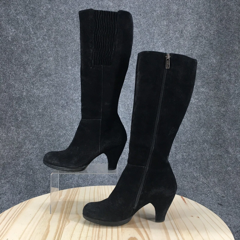 Paul Green Botas Mujer US 7 UK 4.5 Alto Hasta la Rodilla Negro Gamuza Cremallera Lateral Tacones Foto 2 de 4