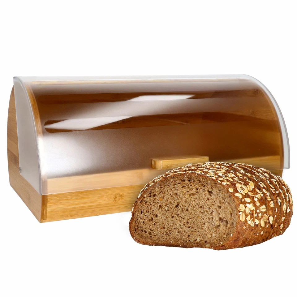 MamboCat Brotkasten Bambus Holz Brotkorb Brotbox Brotbehälter mit Rolldeckel - Bild 4 von 4