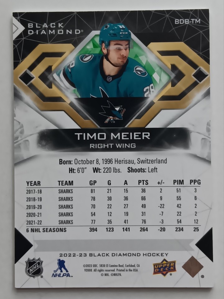 202223 Black Diamond Emerald Timo Meier /10 Sharks Devils eBay