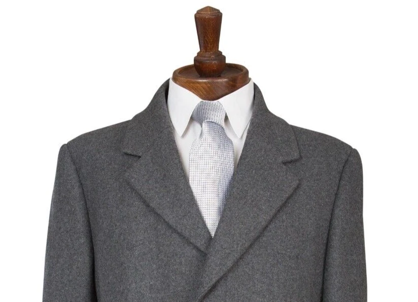 Hombres Carbón Abrigo de Lana 40R Largo Invierno Elegante Formal Simple Cruzado - Imagen 3 de 4