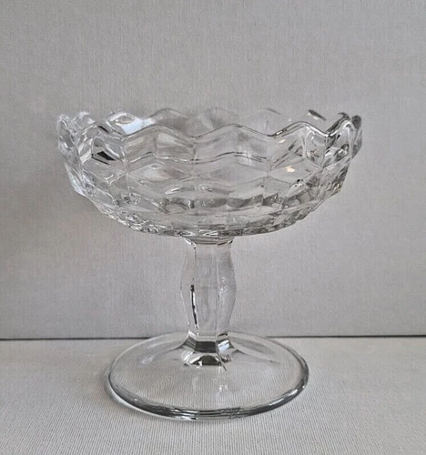 Vintage American Fostoria Scalloped Edge Footed Jam Jelly Compote Candy Dish