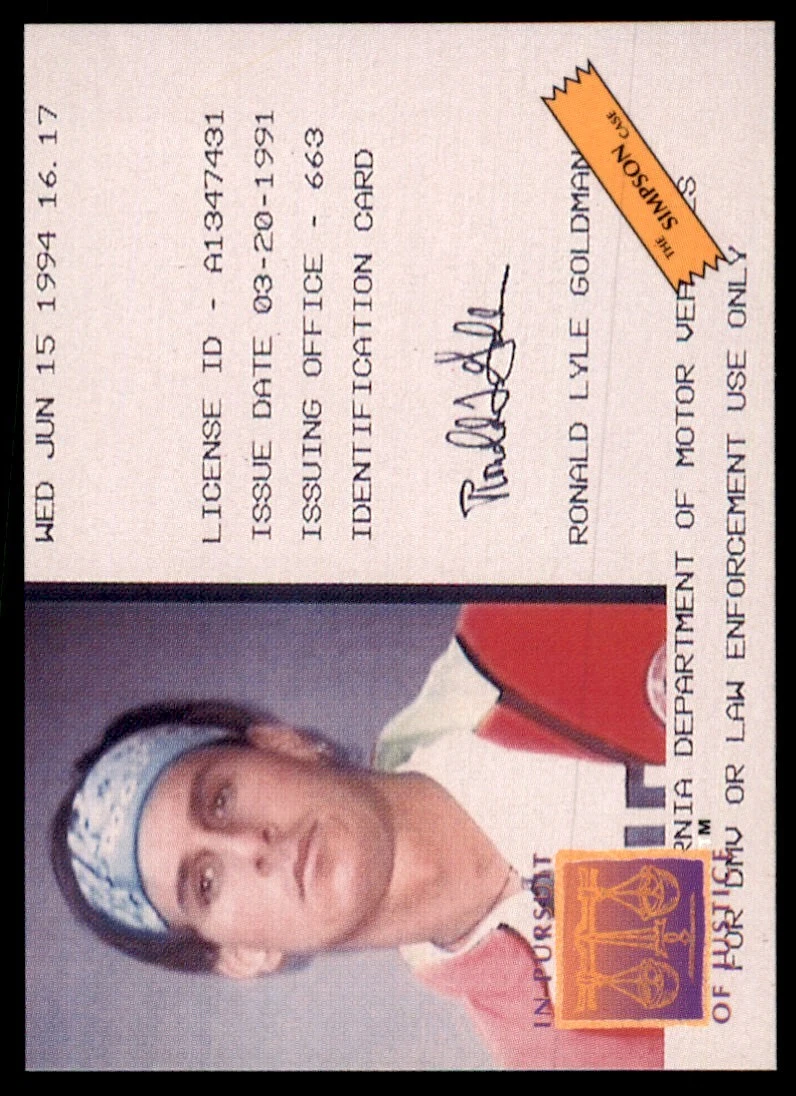 1994 INTERLINK RONALD LYLE GOLDMAN &#034;IN PURSUIT OF JUSTICE&#034; #5 |  eBay