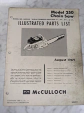 MCCULLOCH CHAIN SAW ILLUSTRATED PARTS LIST MANUAL CATALOG MODEL 250 1969 83499