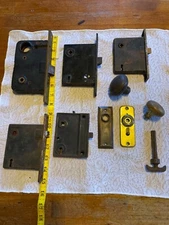 Vintage Lor of 5 Door Lock Hardware - Lot of 5- AS IS - NOT TESTED